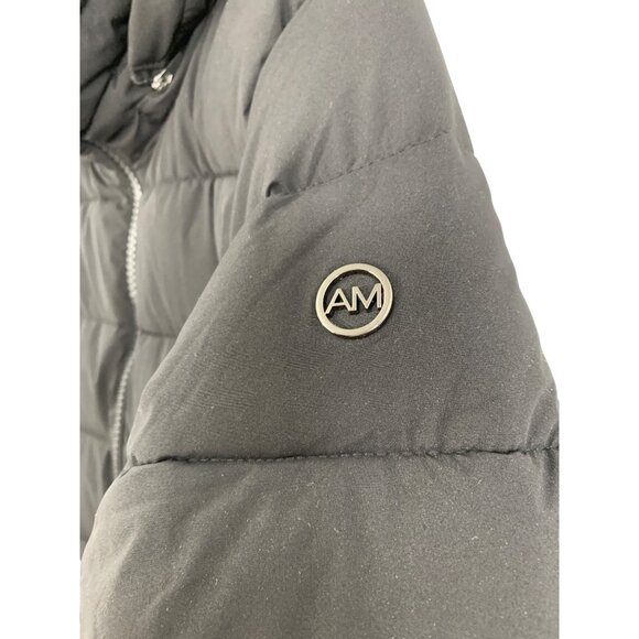 Andrew Marc Stretch Puffer Jacket M Black Removable Fur Hood RGG10697 NWT - Picture 9 of 13